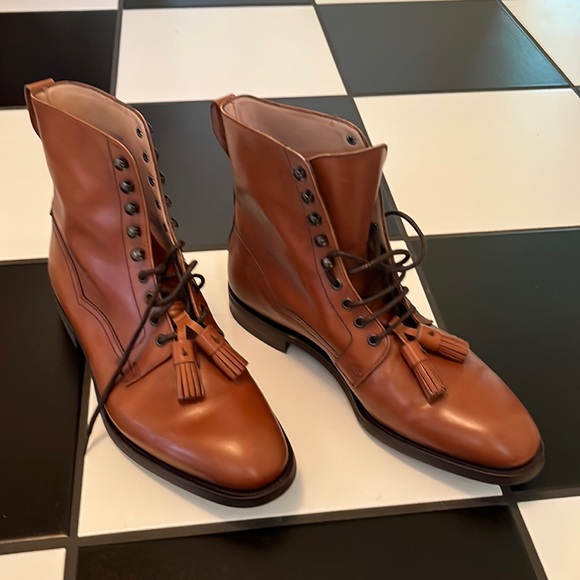 Men's black fleece by Thom Browne tie boots New never worn size 10 1/2